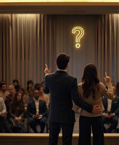 Pareja mirando interrogación